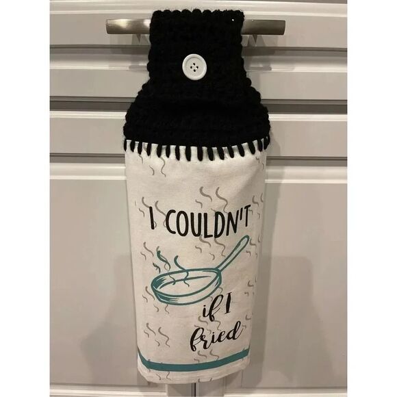 Crochet Top Kitchen Towel- I Couldn’t If I Fried (Frying Pan) - Picture 3 of 3